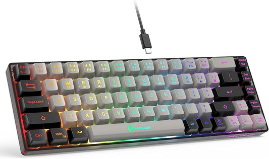 GEODMAER 65% Gaming Keyboard, Wired Backlit Mini Keyboard, Ultra-Compact Anti-Ghosting No-Conflict 68 Keys Membrane Gaming Wired Keyboard for PC Laptop Windows Gamer by GEODMAER