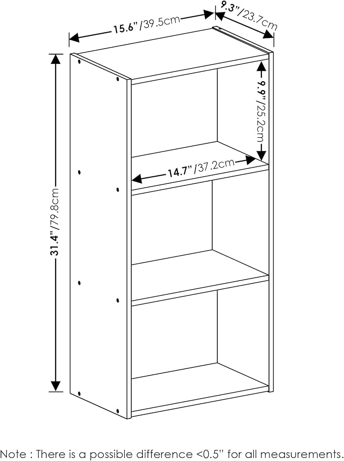 Furinno Luder 3-Tier Open Shelf Bookcase, White - Image 3