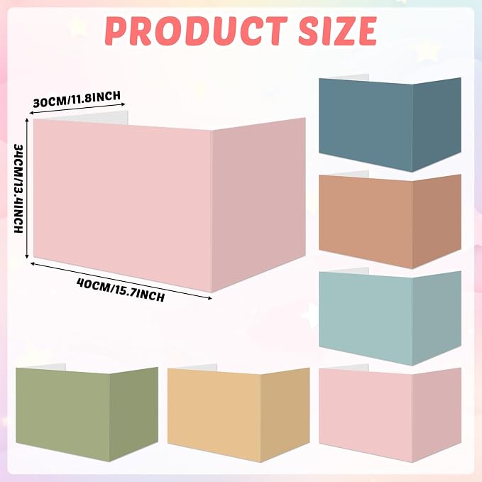 30 Pack Desk Dividers for Students Boho Privacy Folder for Students Waterproof Study Carrel Dividers Testing Divider Privacy Classroom Shield Folder Boards for Classroom School Teacher Supplies - Image 2