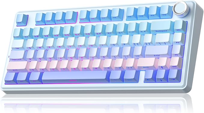 SOLAKAKA A75 Wireless Mechanical Keyboard, Hot Swappable Gaming Keyboard with RGB Backlit, Multifunction Knob, Gasket Mounted Creamy Keyboard, BT5.0/2.4GHz/USB-C, 75% Compact Layout for Win/Mac/PC by SOLAKAKA