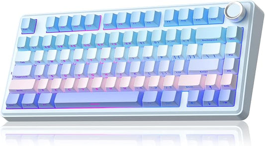 SOLAKAKA A75 Wireless Mechanical Keyboard, Hot Swappable Gaming Keyboard with RGB Backlit, Multifunction Knob, Gasket Mounted Creamy Keyboard, BT5.0/2.4GHz/USB-C, 75% Compact Layout for Win/Mac/PC by SOLAKAKA
