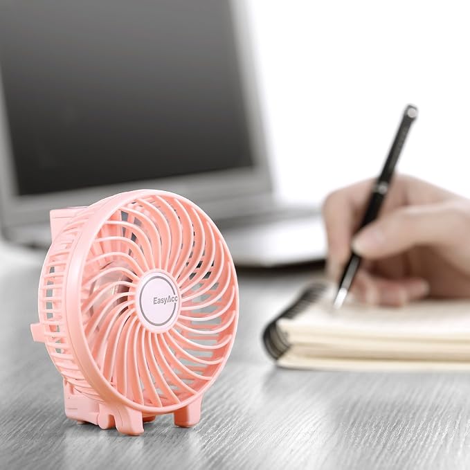 EasyAcc Mini Handheld Fan, Personal Cooling Fan Folding USB Desk Fan Small Portable Table Fan for Travel Camping Outdoors Office Home - Pink… - Image 3
