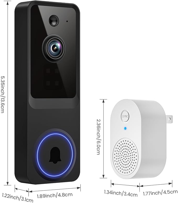 1080p Wireless Video Doorbell Camera with Smart AI Human Detection, Two-Way Audio, Live View, Night Vision, 2.4G WiFi, Battery Powered, App Control, and Cloud Storage for Home, Office & Pet Monitoring - Image 8