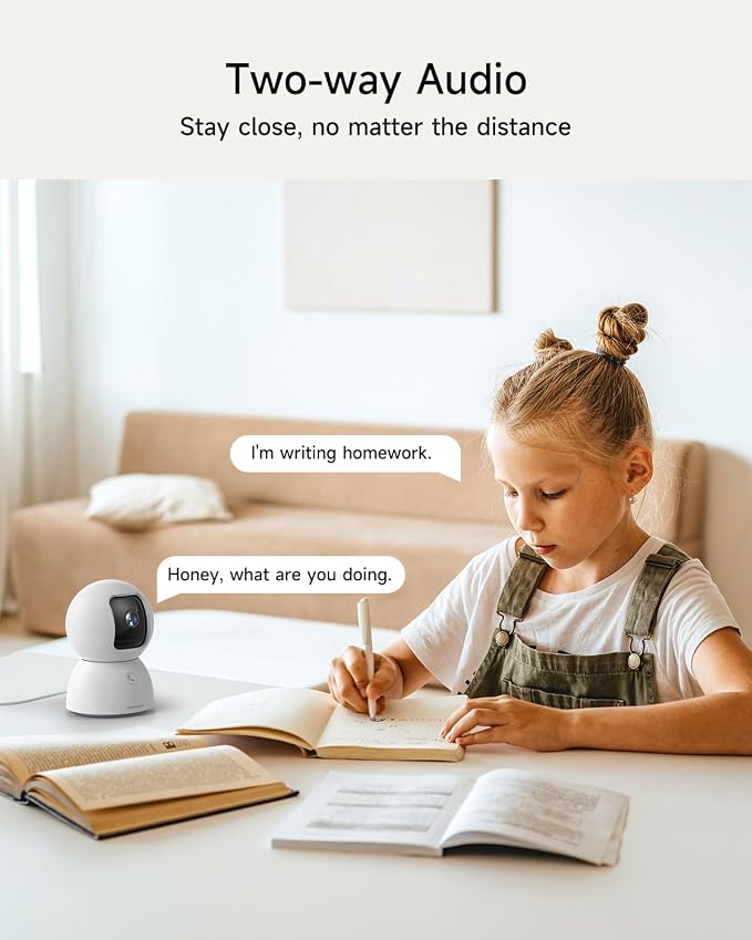 Smart 3K Indoor Dome Security Camera with AI Human/Pet/Facial Detection, 360° Pan-Tilt Coverage, 2-Way Audio, 2.4GHz 5GHz Dual-Band Wi-Fi - Includes 64GB SD Card & No Subscription Needed - Image 8