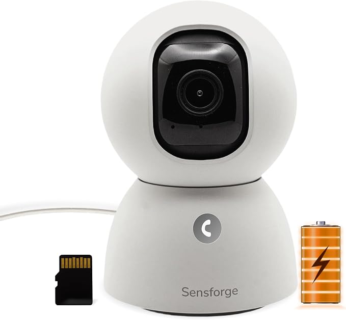 SensForge 2.5K Rechargeable Pan-Tilt Security Camera, 360° Dual-Band WiFi Home Camera, Free AI Human & Pet Detection, 2-Day Cloud + 64GB SD Storage, Two-Way Talk, Optional AI + Storage Upgrade by SensForge