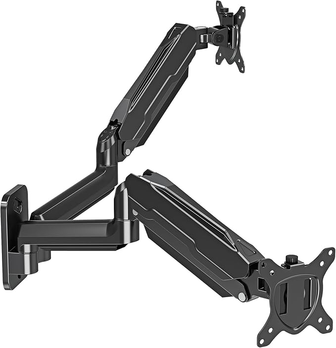 MOUNT PRO Dual Monitor Wall Mount for 13 to 32 Inch Screens, Wall Monitor Arm for 2 Monitors, Each Holds Up to 19.8lbs, Full Motion Wall Monitor Mount with VESA 75x75/100x100, Home Office Setup by MOUNTPRO