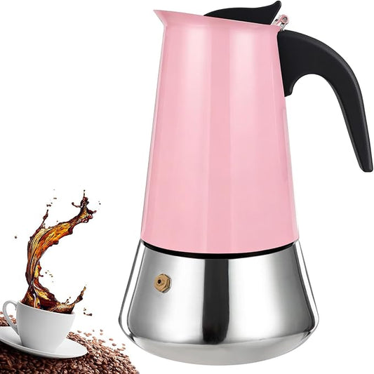 6 Cup Stovetop Espresso Maker Stainless Steel Moka Pot Stove Top Percolator Italian Coffee Makers Capable Mocha Greca Machine Cafe Classic Induction Cookers for Home and Camping 300ml 10oz by Theperfectcombinationofcoffeehomeandhealthylivingmakingeverydayadayofrituals