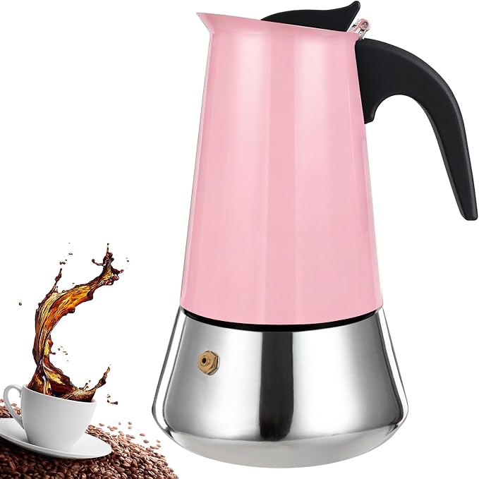 4 Cup Stovetop Espresso Maker Stainless Steel Moka Pot Stove Top Percolator Italian Coffee Makers Capable Mocha Greca Machine Cafe Classic Induction Cookers for Home and Camping 200ml 6.6oz by Theperfectcombinationofcoffeehomeandhealthylivingmakingeverydayadayofrituals