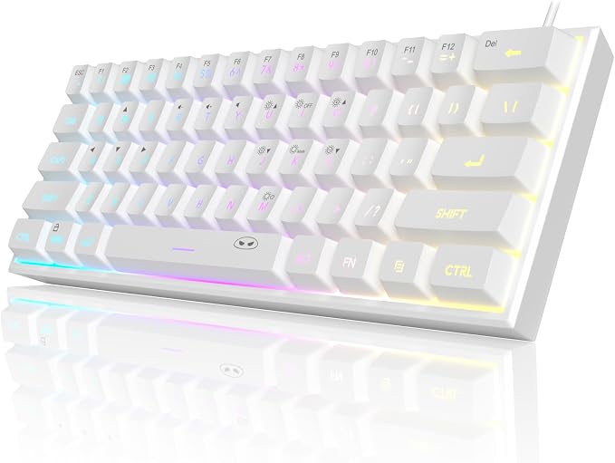 MageGee Mini 60% Gaming Keyboard, Upgrade RGB Backlit 61 Key Ultra-Compact Keyboard, TS91 Ergonomic Waterproof Mechanical Feeling Office Computer Keyboard for PC, MAC, PS4, Xbox ONE Gamer(White) - Image 7