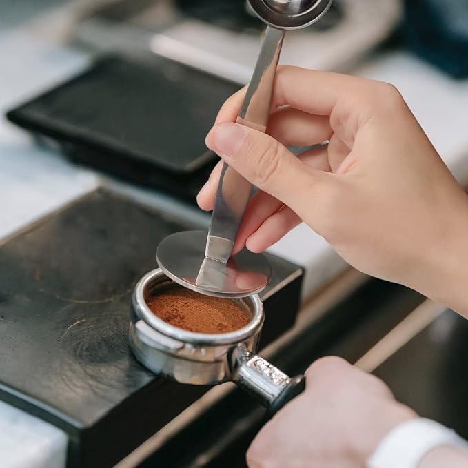 2-in-1 Coffee Scoops, 304 Stainless Steel Tablespoon Measure Spoon, with Pressed Bottom for Coffee Bean Press Coffee Grinding Pressing（Silver15 ml） - Image 3