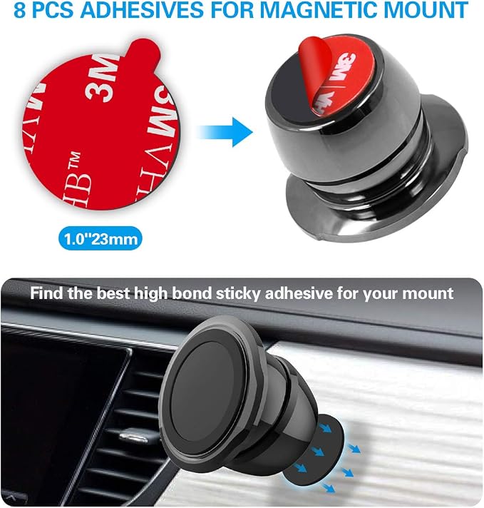 pop-tech Sticky Adhesive Replacement for Magnetic Car Mount, 8PCS Circular Heat Resistant Double Sided Strong Sticker Pads for Magnet Cell Phone Stand & Finger Ring Holder & Socket Grip Base - Image 8