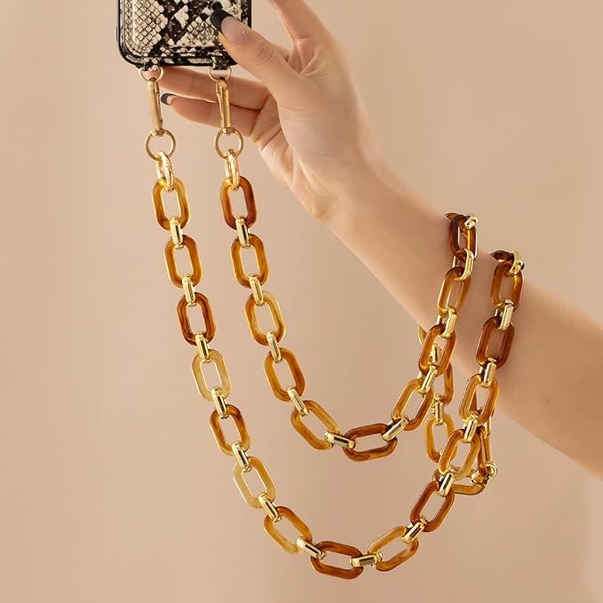 Phone Crossbody Chain Cell Phone Lanyard,Acrylic Shouder Strap Universal Cellphone Chain Strap with Tether Patches Compatible with Most Phones Bag Purse - Image 3