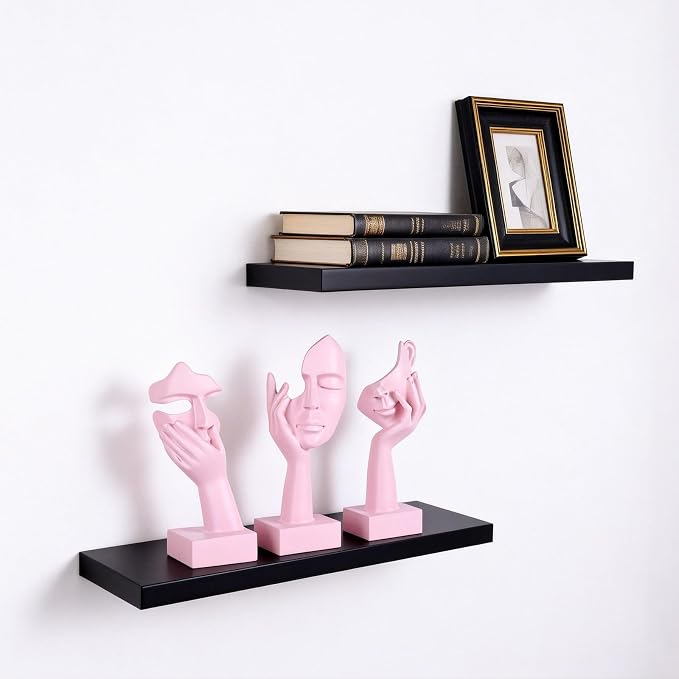 3 Pcs Thinker Small Statue Set - Pink Art Abstract Home Accent Figurines for Decor Woman Apartment Bookshelf Floating Shelf Coffee Table Office Desk Bathroom Counter Decor (3 Pcs Pink, 6") - Image 4