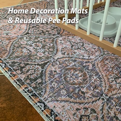 nunubaby 4PACK Washable Pee Pads for Dogs, Stylish, Non-Slip and Leak-Proof Pee Pads. Reusable Potty Pads for Dogs for Crates and Floors.(Brown/Multi,18" x24" ) - Image 2