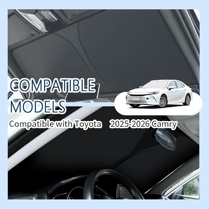 Car Windshield Sun Shade Compatible with Toyota Camry 2025-2026,Oxford Cloth Sun Shade for Car Windshield with Foldable Design,Windshields Cover Suns Shades for Blocking Heat with Storage Bag - Image 4