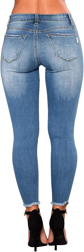 KUNMI Women's Skinny Ripped Trendy Jeans Distressed Stretchy Denim Pants - Image 6