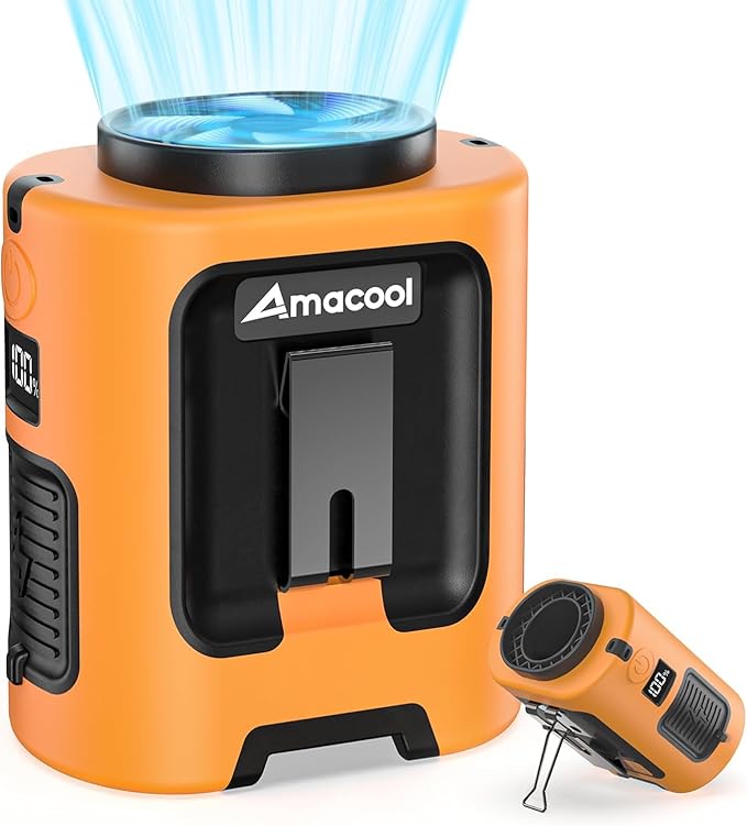 AMACOOL Mini Portable Waist Fan Clip on, Gifts for Father Him Men Dad Husband, 13000RPM Rapid-Cooling Personal Neck Fans, Wearable Shirt Belt Fan for Women Men Outdoor Work Jobsite Travel Camping by AMACOOL