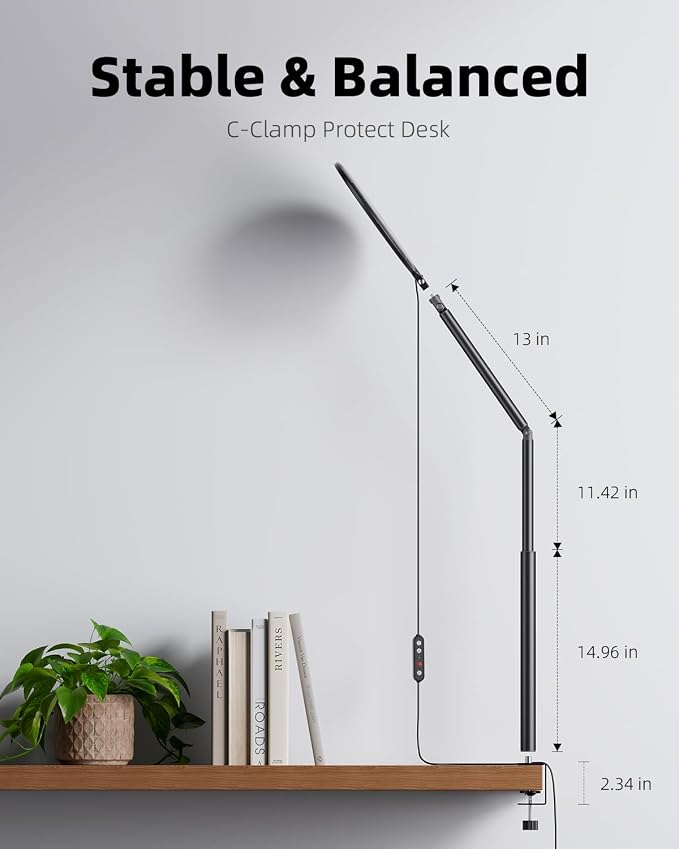 Weilisi 10.2" Desk Ring Light with Stand, 360° Rotate Desk Lamps for Home Office with C-Clamp, Flexible Height Desk Light, Adjust Arm Ring Light for Desk, Podcast, Gaming, Recording, Zoom Lighting - Image 6