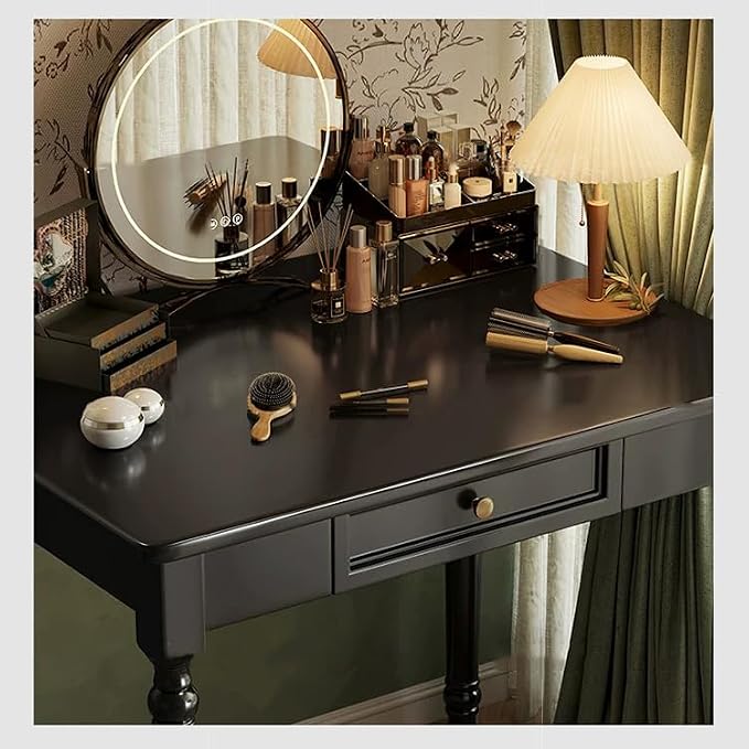 Solid Wooden Desk with Drawers, Small Writing Desk with Drawers for Computer, PC Desk for Work, Study or Gaming, Easy to Assemble (Black, 31.5IN) - Image 4