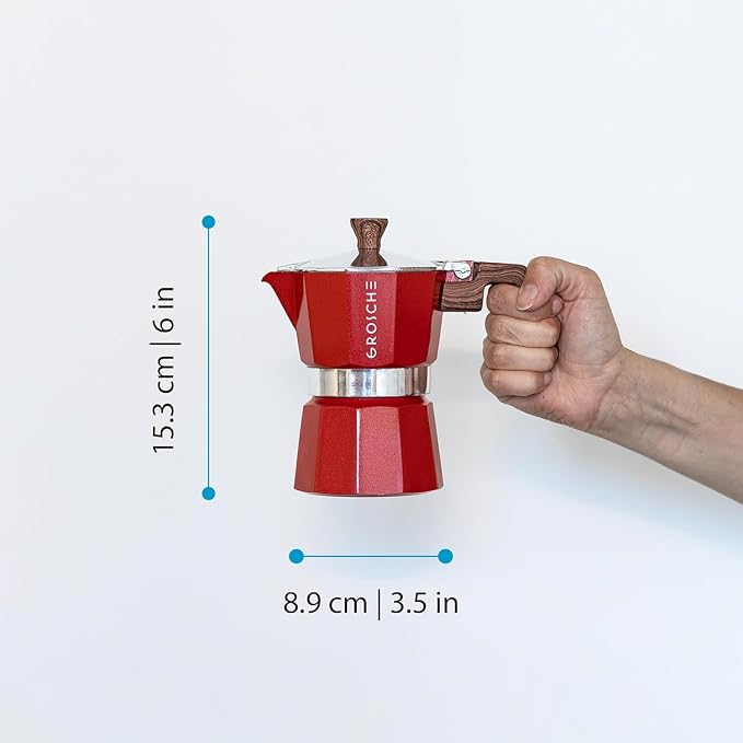 GROSCHE Milano Stovetop Espresso Maker Moka Pot 3 espresso Cup - 5oz, Red - Cuban Coffee Maker Stove top coffee maker Moka Italian espresso greca coffee maker brewer percolator | Cuban Coffee Maker And Italian Moka Pot For Stovetop Espresso; For Gas, E... - Image 5