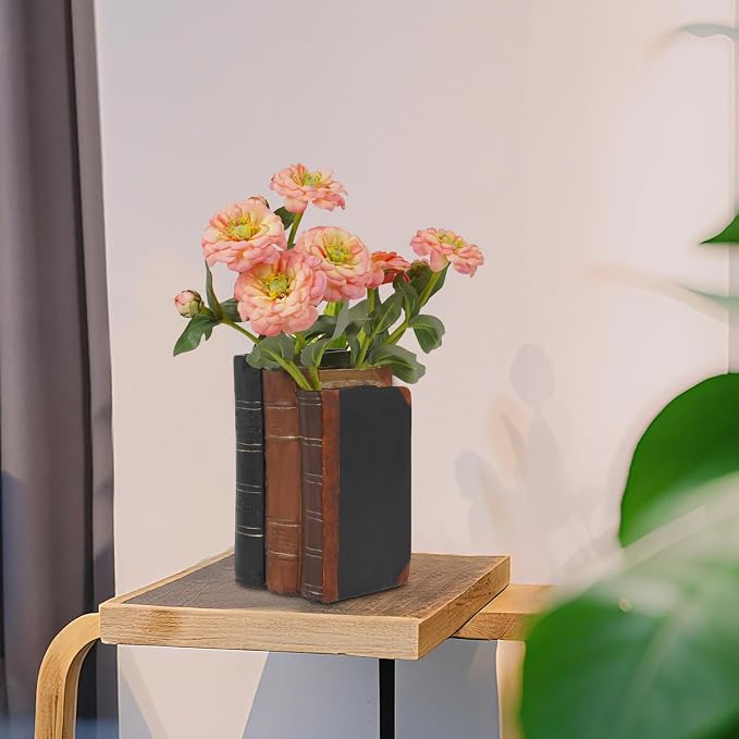 Guichifun Book Shaped Vase for Flowers - Resin Decorative Vase Classical Fake Books for Bookshelf Bedroom Office Home Décor Gifts for Book Lovers 5.5 * 4.5 * 7.5 Inch - Image 8