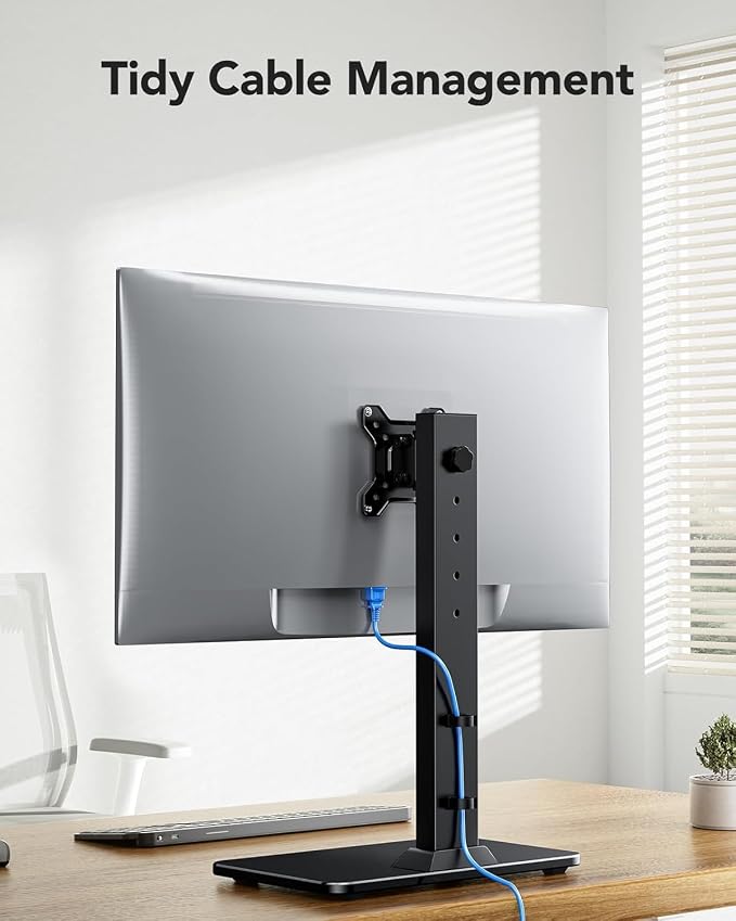 HUANUO Monitor Stand, Freestanding VESA Mount for 13 to 34 Inch Screens, Holds up to 44lbs, 5 Height Options, Swivel Desk Stand Riser With 360 Rotation, VESA 75x75mm/100x100mm - Image 7