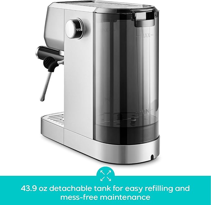 CASABREWS 3700 Essential Stainless Steel Espresso Machine with Steam Wand | 20-Bar Italian Pump, Powerful Steam Wand, 43.9oz Removable Water Tank, Compact Espresso Maker for Home, Cappuccino & Latte - Image 6