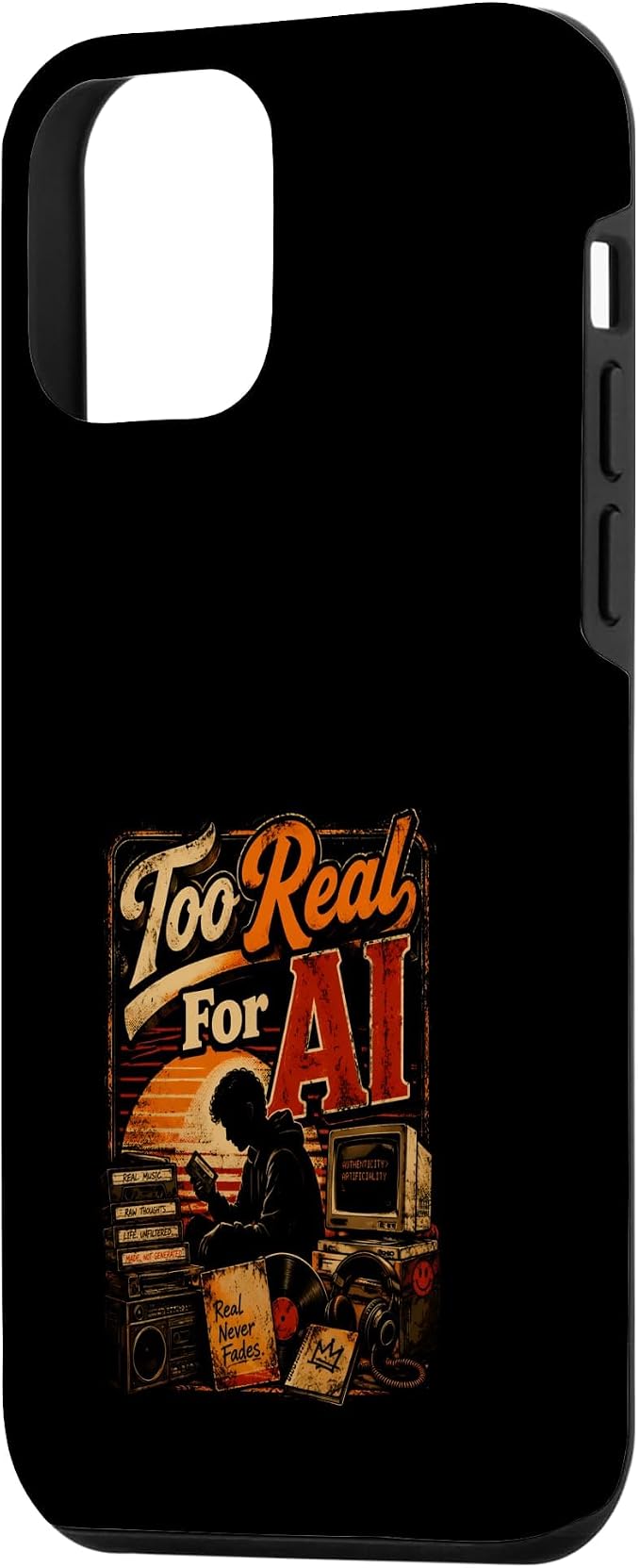 Too Real for AI - Authentic Music Lovers Case for iPhone 12 mini - Image 2
