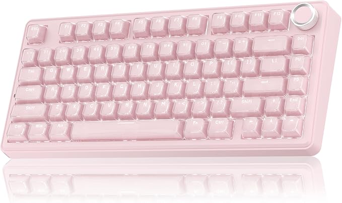 SOLAKAKA A75 Wireless Gaming Keyboard with Multifunction Knob, BT5.0/2.4GHz/USB-C, 75% Mechanical Keyboard, Hot-Swappable, Gasket Creamy Keyboard with RGB Backlit, Crystal Keycaps, for PC/Mac/PC by SOLAKAKA