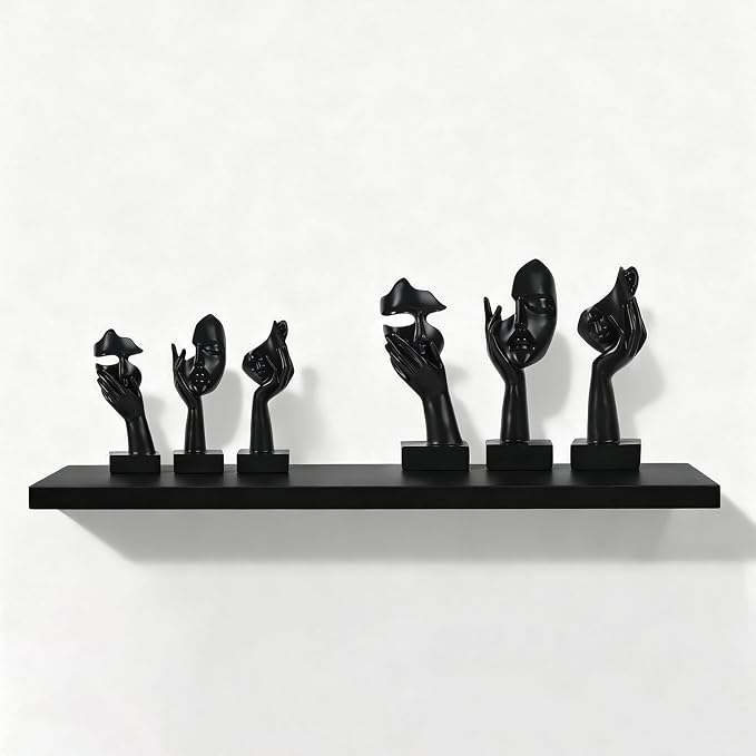 3 Pcs Thinker Large Statue Set - Black Art Abstract Home Accent Figurines for Living Room, Bedroom, Shelves, Office Desktop, Coffee Table Decor, Gift for Women (3 Pcs Black, 9") - Image 2