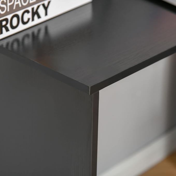HOMCOM L Shaped Computer Desk 180° Rotating 47.25"x19.75"x 53.75", Black | Corner Desk, Storage Shelves, Drawer, Cabinet, Study Workstation, for Home Office - Image 9