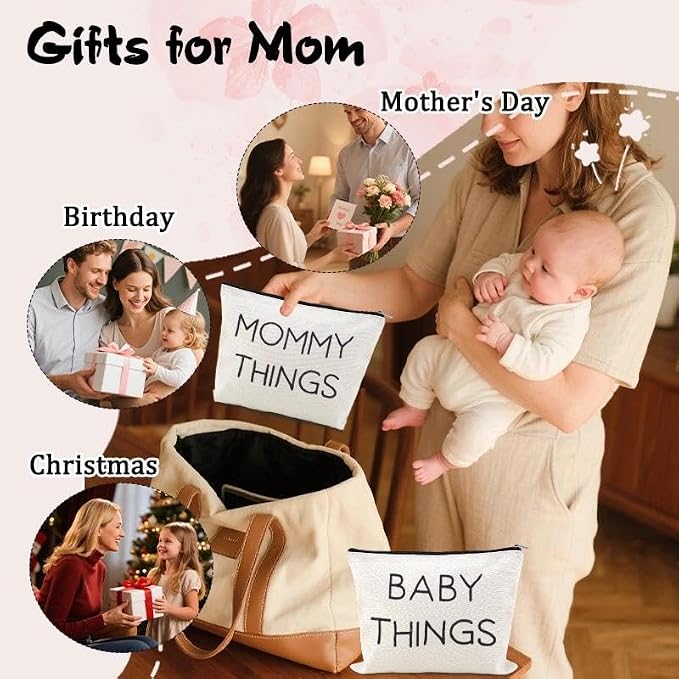 Mommy Things Baby Things Pouch Bags Stuff for Mom After Having a Baby Bag Gift New Mother Gifts After Giving Birth Pregnancy Essentials for Expecting Mom Gift Bag Mommy to Be Postpartum Mama Pouch - Image 4