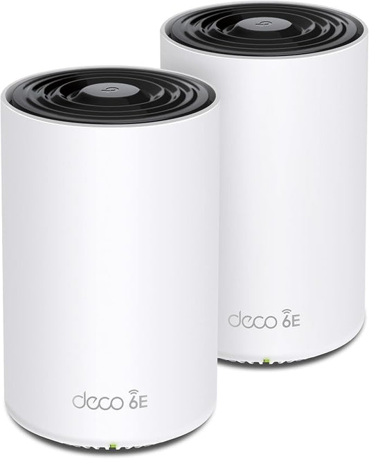 TP-Link Deco XE70 Pro AXE4900 Tri-Band WiFi 6E Mesh WiFi System - 2.5G WAN/LAN Ports, 4.9 Gbps Wi-Fi 5,500 Sq. Ft Coverage, Connect up to 200 Devices, 6 GHz Band, 2-Pack by TP-Link
