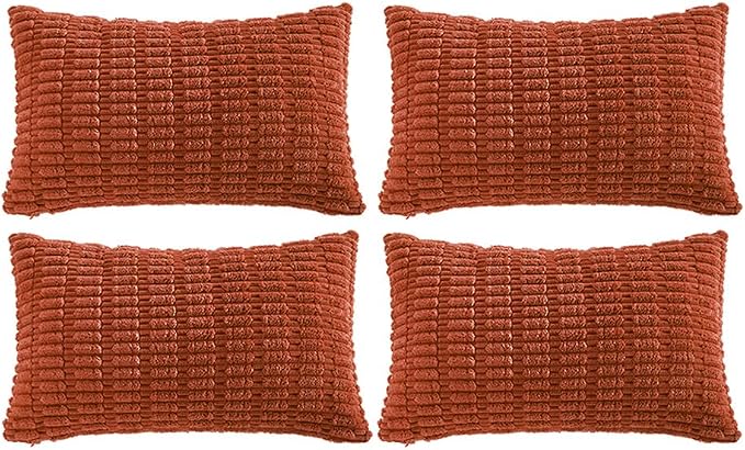 Fancy Homi 4 Packs Decorative Throw Pillow Covers for Living Room Couch Bed, Modern Farmhouse Boho Home Décor Accent Cushion Case, 24" x 12", Burnt Orange by Fancy+Homi