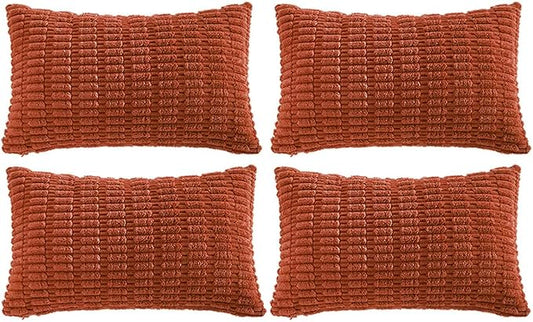Fancy Homi 4 Packs Decorative Throw Pillow Covers for Living Room Couch Bed, Modern Farmhouse Boho Home Décor Accent Cushion Case, 24" x 12", Burnt Orange by Fancy+Homi