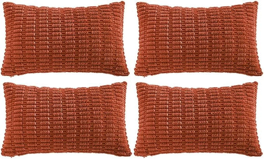 Fancy Homi 4 Packs Decorative Throw Pillow Covers for Living Room Couch Bed, Modern Farmhouse Boho Home Décor Accent Cushion Case, 20" x 12", Burnt Orange by Fancy+Homi