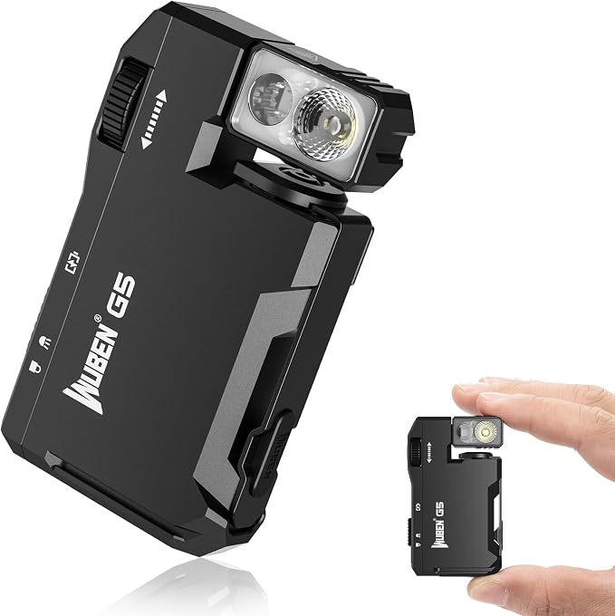 WUBEN G5 Rechargeable EDC Flashlight, Mini Flat Bright Pocket Flashlight | 400 Lumens Dual Light Source LED Flashlight with RGB, Powerful Magnetic Small Keychain Light for Home, Camping, Emergencies by WUBEN
