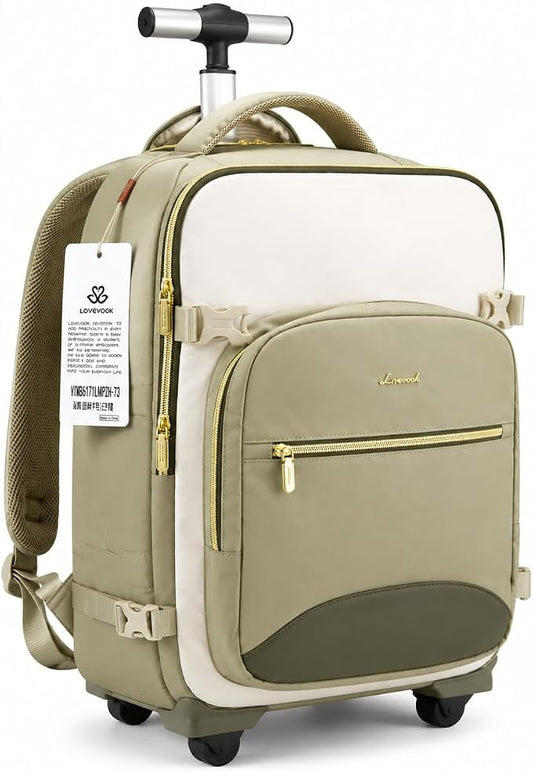 LOVEVOOK Rolling Backpack with Wheels, Carry On Luggage for Women by LOVEVOOK
