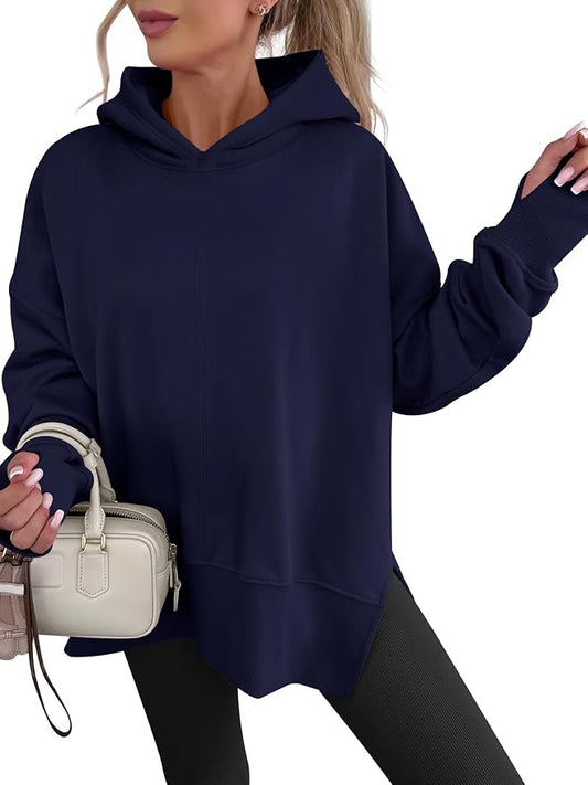 ANRABESS Womens Oversized Hoodies Long Sleeve Fleece Side Slit Hooded Sweatshirts Pullover 2026 Fall Outfits Y2K Clothes by ANRABESS