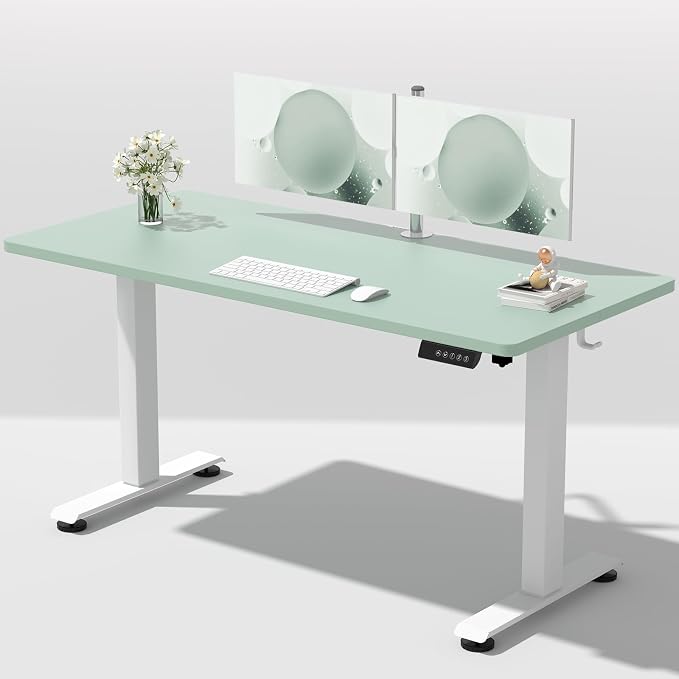Veken Standing Desk, Green, 55×23.6 Inch | Height Adjustable Sit Stand Up Computer Tables for Home Office, Study , Writing, Suit students, employees and group work by Veken