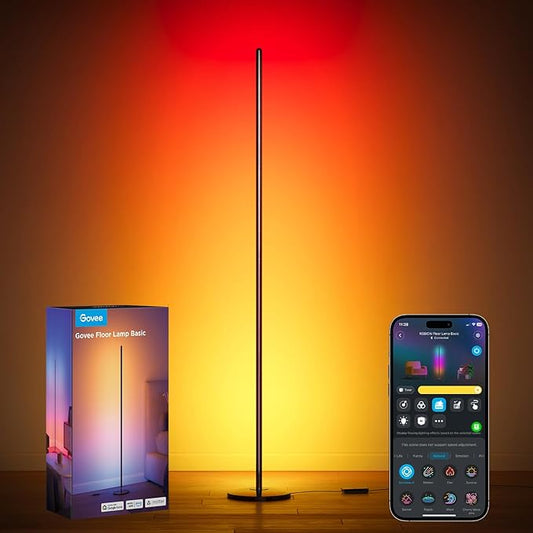 Govee RGBIC Floor Lamp Basic, 1000lm LED Corner Lamp, Black | Compatible with Alexa and Matter, Modern Floor Lamp with Music Sync and 16 Million DIY Colors, Standing Lamp for Bedroom by Unknown