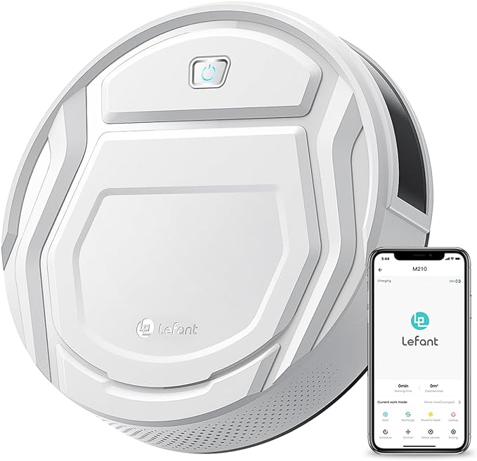 Lefant Robot Vacuum Cleaner, Strong Suction, 120 Mins Runtime, Slim, Low Noise, Automatic Self-Charging, Wi-Fi/App/Alexa Control, Ideal for Pet Hair Hard Floor and Daily Cleaning, M210 by Lefant
