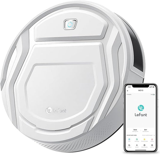 Lefant Robot Vacuum Cleaner, Strong Suction, 120 Mins Runtime, Slim, Low Noise, Automatic Self-Charging, Wi-Fi/App/Alexa Control, Ideal for Pet Hair Hard Floor and Daily Cleaning, M210 by Lefant