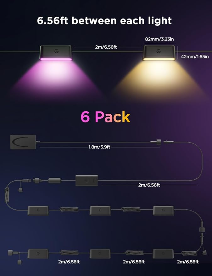Govee RGBIC Outdoor Deck Lights, 4000K White Light, IP65 Smart Lights | 60+ scene modes, -4°F to 104°F, APP Remote or Voice Control, Work with Alexa, Matter, Google Home, for Outdoor Decor, 32.8ft - Image 8
