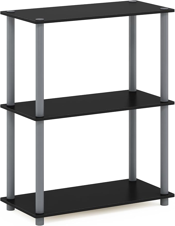Furinno TURN-N-TUBE Storage Shelves, 3-Tier Book Shelf, Corner Shelf, Toolless Open Shelves, for Organization and Storage, Living Room, Garage, Home Office, Black - Image 5