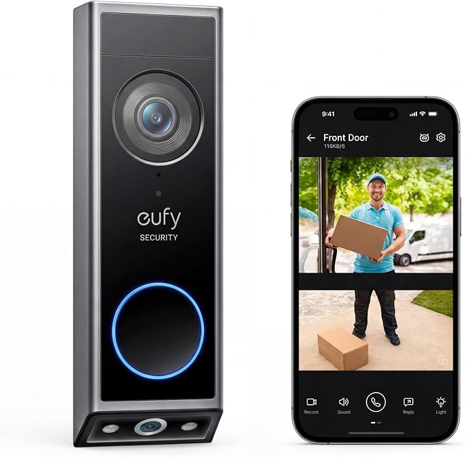 eufy Security Video Doorbell E340,No Subscription,Dual Cameras,2K FHD,Head-to-Toe View, Doorbell Camera Wireless & Wired, Color Night Vision, Two-Way Talk, AI Motion/Package Detection, Built-in 8GB by Unknown