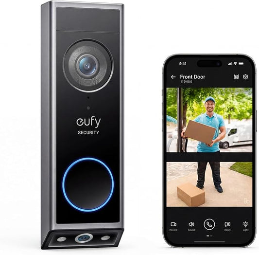 eufy Security Video Doorbell E340,No Subscription,Dual Cameras,2K FHD,Head-to-Toe View, Doorbell Camera Wireless & Wired, Color Night Vision, Two-Way Talk, AI Motion/Package Detection, Built-in 8GB by Unknown