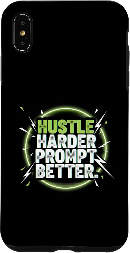 Hustle Harder Prompt Better AI Artificial Intelligence Case for iPhone Xs Max by Unknown