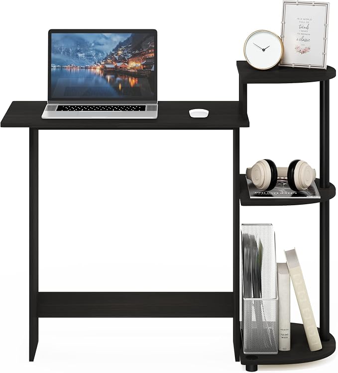 Furinno Compact 29-Inch Rustic Brown Computer Desk, Gaming Desk with Shelves, Office Desk with Book Shelf, for Home Office, Study Room, Dorm, Bedroom, Dark Espresso - Image 4