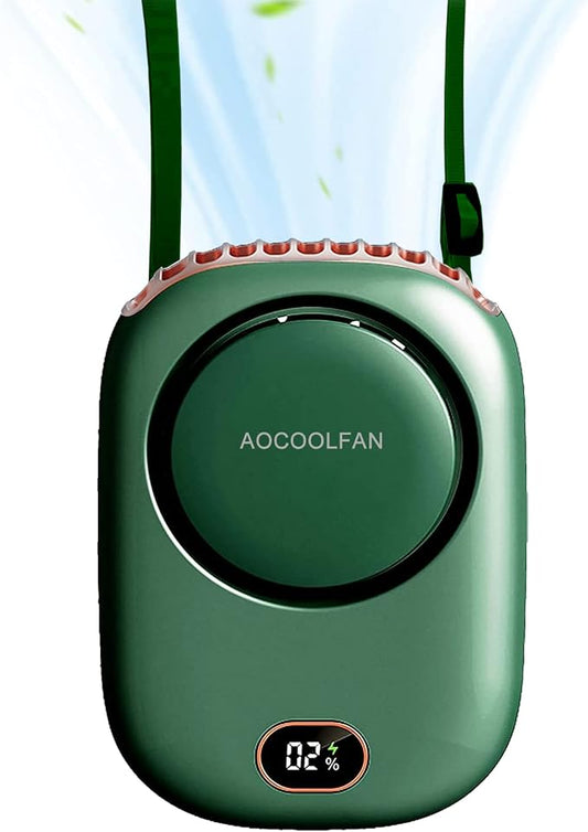 AOCOOLFAN Portable Neck Fan, Mini Small Personal Handheld Fan USB Rechargeable 3 Speed for Girls Boys Woman Eyelash Travel Home Office Outdoor (Green) by AOCOOLFAN